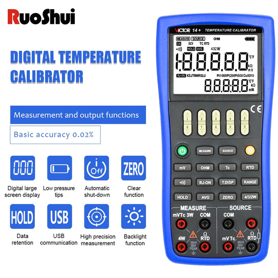 Victor 14+ Temperature Calibrator High Precision Output Temperature Verification Detector User Calibration Source Thermocouple