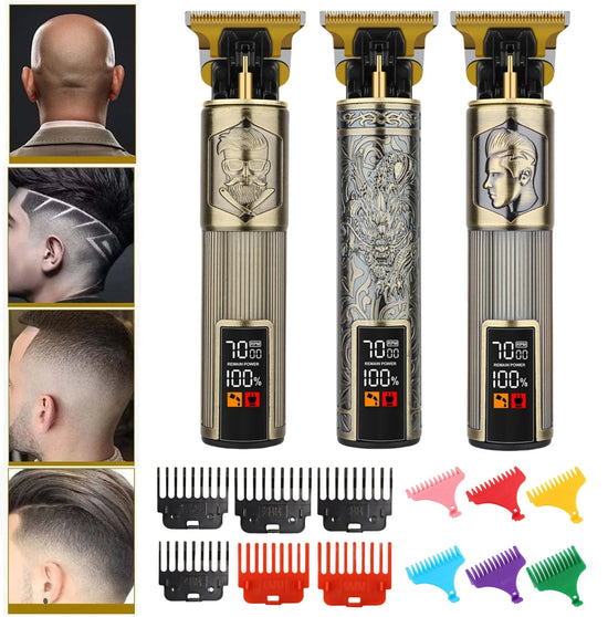 T9 Hair Trimmer Set Vintage Relief Design Electric Hair Clipper Professional Barber Hair Cutting Machine Hair Shaver Accessories